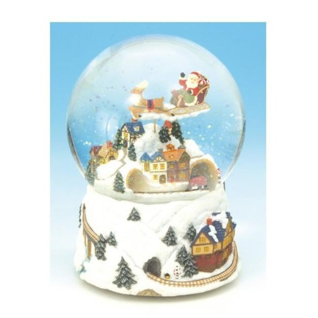 Snow Globe Christmas Train  Christmas Train snow globe, the train drives through the tunnel and Santa turns to the melody “Jingle Bells”