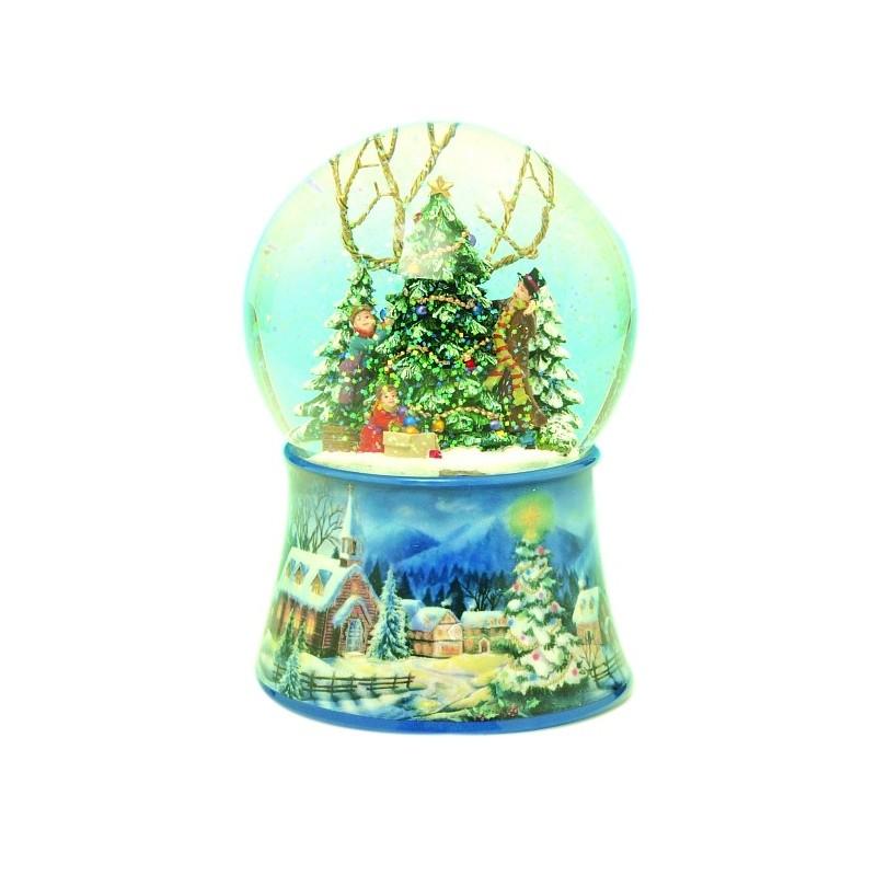 Snow Globe Christmas Tree  Christmas tree snow globe, the scene turns to the melody “O Christmas tree”  Measures: 10 x 14.5 cm.
