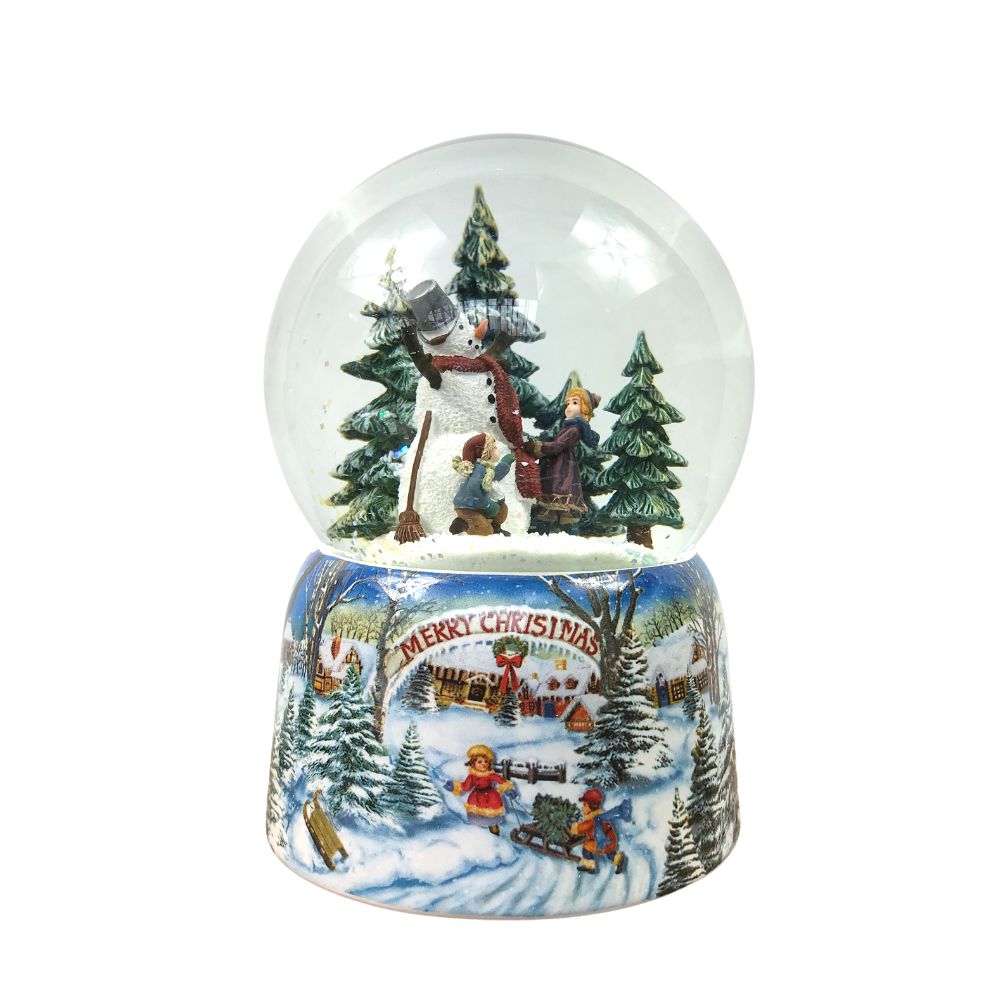 Snow Globe Snowman  Featuring festive scenes and characters, add charm and personality to your home this Christmas with our fabulous snow globes  Snowman snow globe turns to the melody “Leise rieselt der Schnee”  Measures:  10 x 14.5 cm
