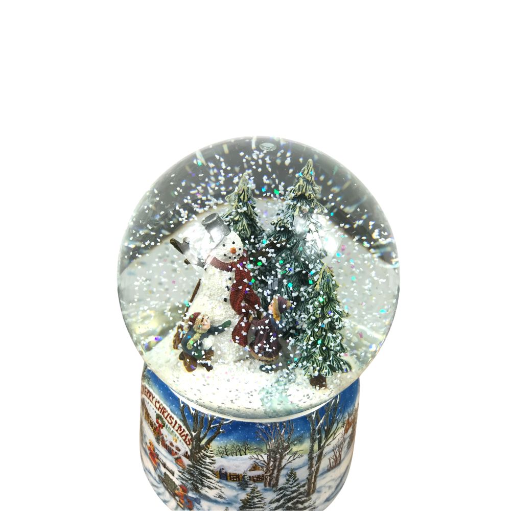 Snow Globe Snowman  Featuring festive scenes and characters, add charm and personality to your home this Christmas with our fabulous snow globes  Snowman snow globe turns to the melody “Leise rieselt der Schnee”  Measures:  10 x 14.5 cm
