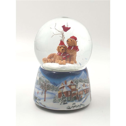 Musicboxworld Snow Globe with Dogs and Cardinal  Snowglobe with 2 Dogs and Cardinal. Automatic snow swirling, color changing light and music.