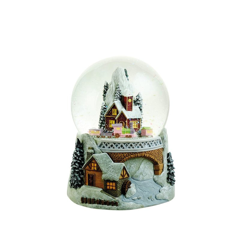 Musicboxworld Snow Globe with Train Scene  Snow globe is a beautiful Christmas decoration that is treasured by people of all ages that captures the the magical moments of Christmas.