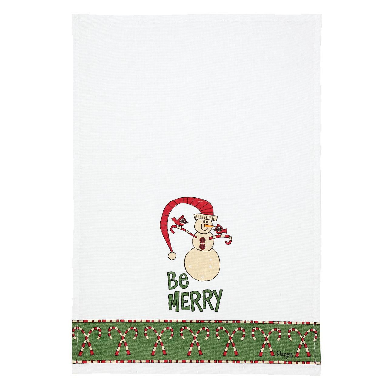 Stephanie Burgess Snowman Tea Towel  Painted Peace. Designed by Stephanie Burgess, each colourful piece in the collection has been designed to create feelings of peace and love in your home.