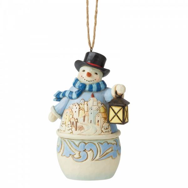 Jim Shore Heartwood Creek Snowman with Village Scene Hanging Ornament  Designed by award-winning artist and sculptor Jim Shore for Heartwood Creek.
