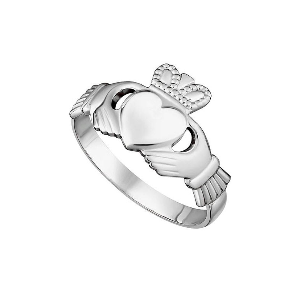 Solvar Claddagh Ring Silver Maids  This elegant sterling silver ring for women features the iconic Claddagh symbol evoking love, loyalty and friendship. The Claddagh represents devotion, and echoes the words of the Irish sailor who first crafted it for his sweetheart: “With these hands I give you my heart, and I crown it with my love”.
