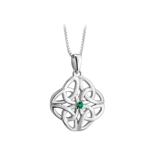 Solvar Acara Sterling Silver Crystal Celtic Knot Pendant  Legend has it that monks used to work tirelessly to illustrate the gospels, and the result is the Trinity Knot which represents the Holy Trinity. The circular design has no beginning and no end, symbolic of timeless nature of the human spirit and eternal life and endless love. This sterling silver pendant has been Irish hallmarked at Dublin Castle.