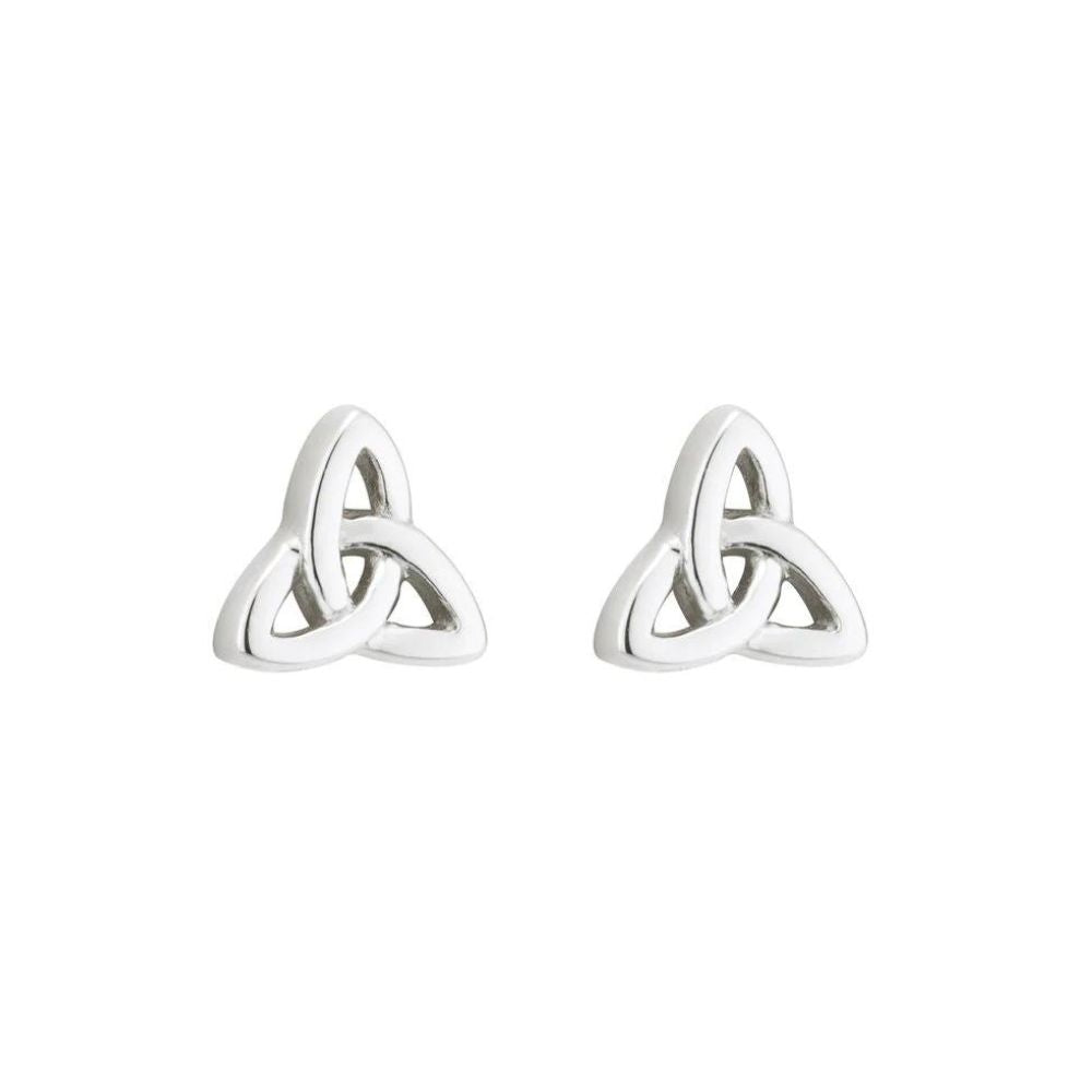 Solvar Acara Sterling Silver Trinity Knot Stud Earrings  These precious sterling silver drop earrings feature the iconic Trinity Knot, and have been Irish hallmarked in Dublin Castle. The Trinity Knot dates back to monks who worked devotedly to illustrate the gospels, with the circular design (with no beginning and no end) representing eternal life and endless love.