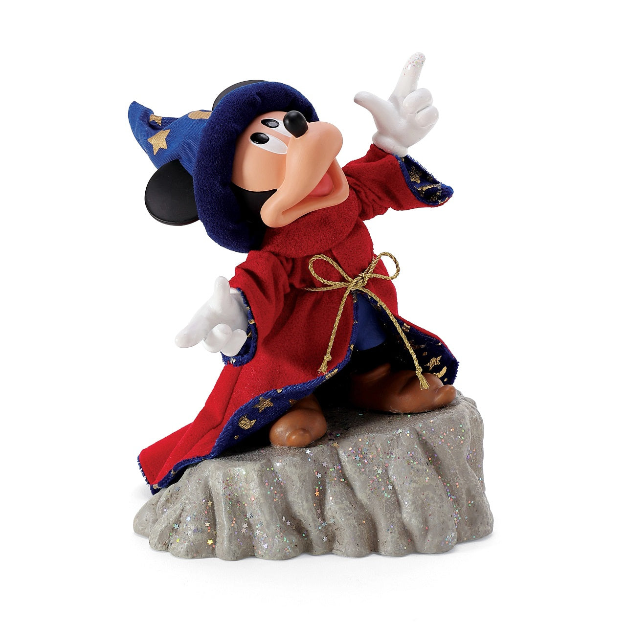 Department 56 Possible Dreams Sorcerer Mickey  Dressed in a Clothtique robe with metallic printed velour, this Possible Dreams Sorcerer Mickey comes to life. Commemorating the 80th Anniversary of Fantasia, Mickey reinacts one of the iconic scenes from the film.