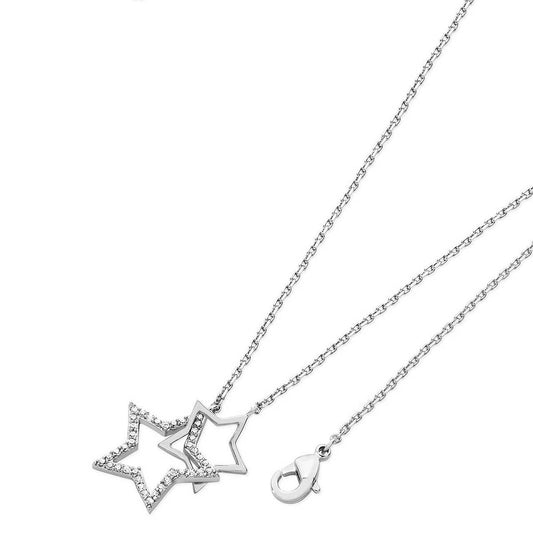 Tipperary Crystal Star Interlocking Pendant Silver