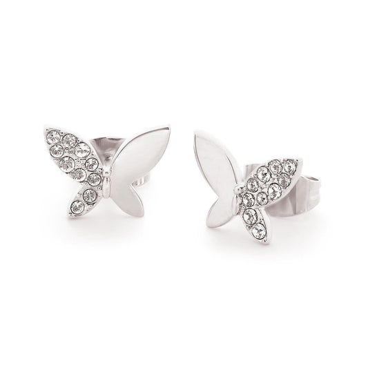 Tipperary Crystal Sterling Silver Butterfly Half Pave Stud Earrings  Drawing inspiration from urban garden, the Tipperary Crystal Butterfly collection transforms an icon into something modern and unexpected.