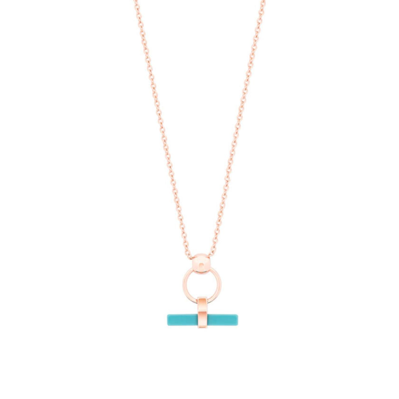 Tipperary Crystal T-Bar Turquoise Bar & Circle Pendant Rose Gold  Turquoise Bar & Circle Pendant Rose Gold - New To Collection
