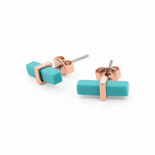 Tipperary Crystal T-Bar Turquoise Bar Earrings Rose Gold - New 2022  Turquoise Bar Earrings Rose Gold - New 2022