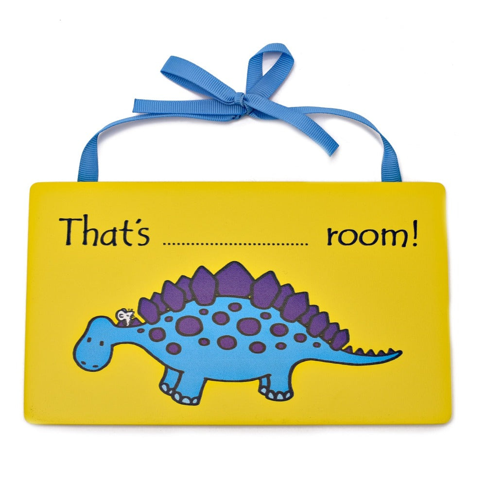 That's Not My Dinosaur Hanging Door Plaque  Let everyone know whose room it is with this personalisable dinosaur plaque. Simply add the provided letter stickers and hang. A perfect decorative addition to colour-loving homes.