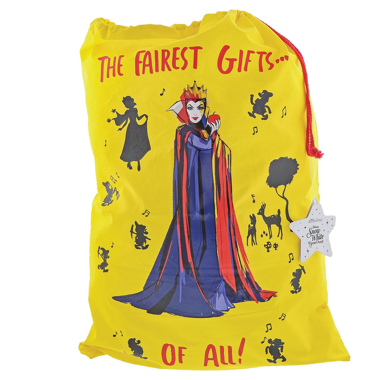 Disney The Fairest Gifts - Evil Queen Sack  You can now have the fairest gifts of all this Christmas with this Evil Queen sack. The villain from Disney’s classic Snow White and the Seven Dwarfs will be perfect for sitting under any Villain fan’s tree.