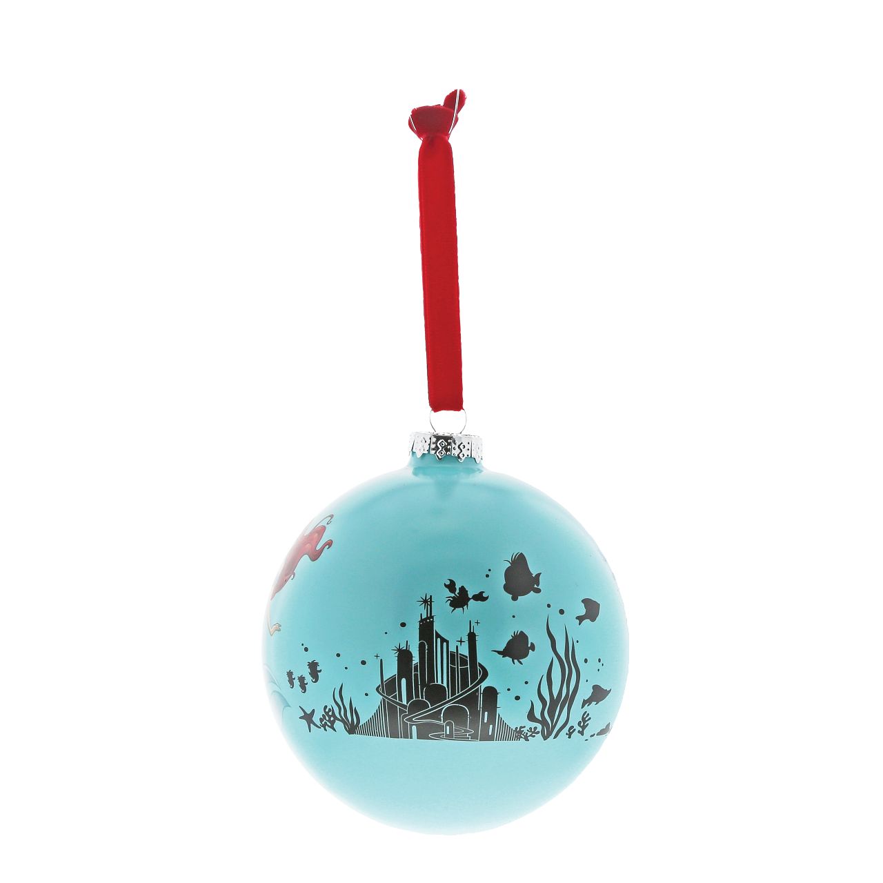 Disney Christmas Bauble The Little Mermaid Life is Bubbles  Ariel swims under the sea with Flounder in this beautiful glass bauble. This Little Mermaid treasured keepsake would make a lovely unique gift for a friend, or a self-purchase to brighten up the home. Presented in a branded window box.