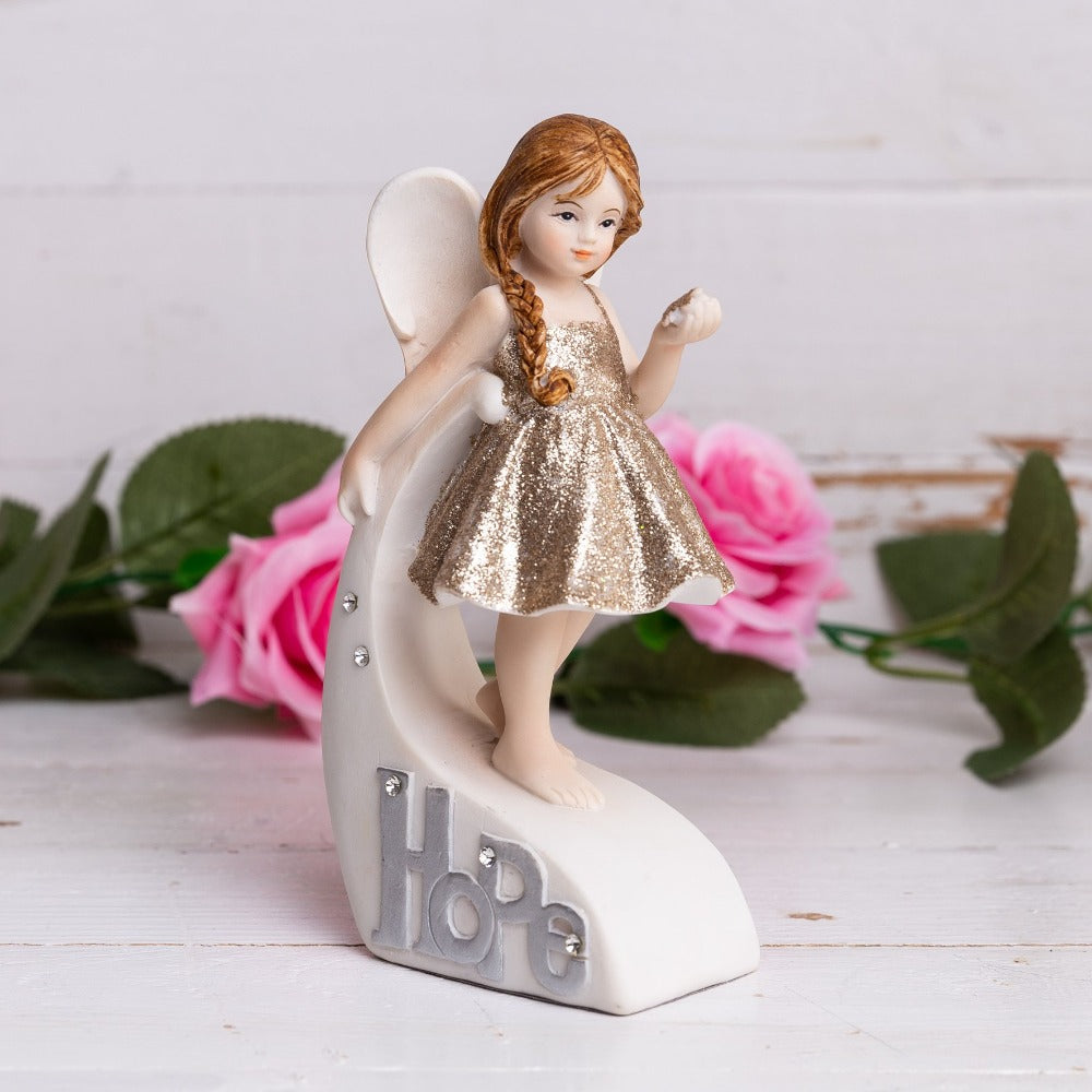 Thoughts of You Angel Figurine Hope  A beautiful hand painted angels figurine ornament with HOPE sentiment and crystals.