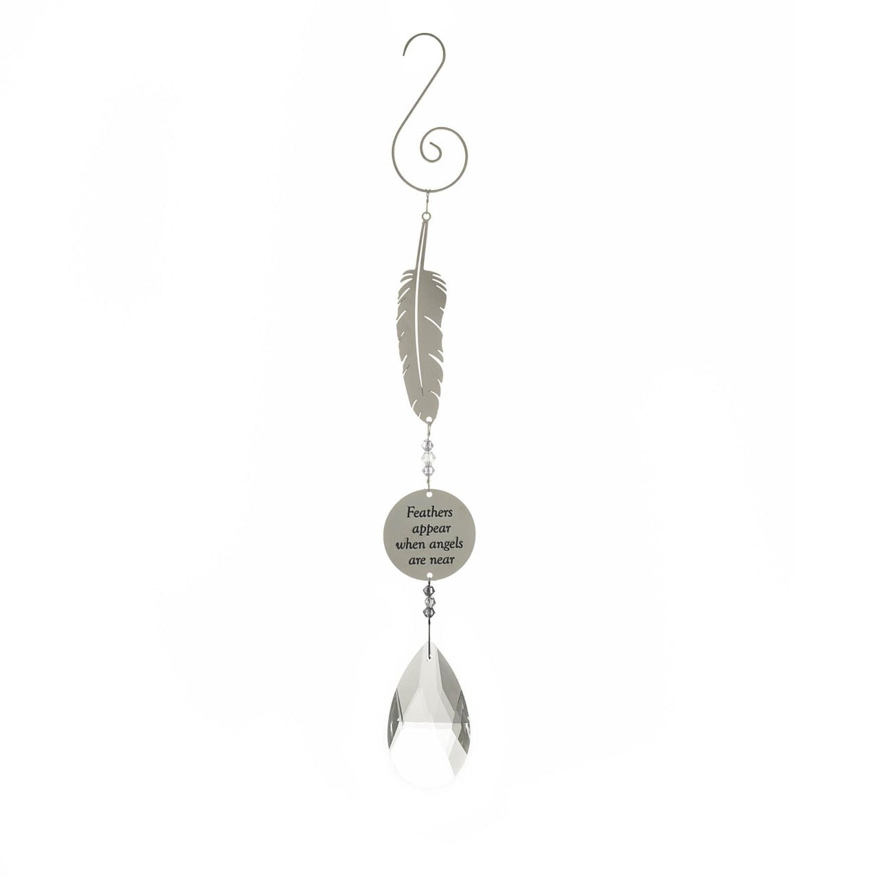 Thoughts of You Crystal Metal Hanger - Feather  A crystal metal hanger from Thoughts of You by CELEBRATIONS®.  This sparkling decoration is a thoughtful memorial gift which glistens in the sun to commemorate loved ones who have passed.