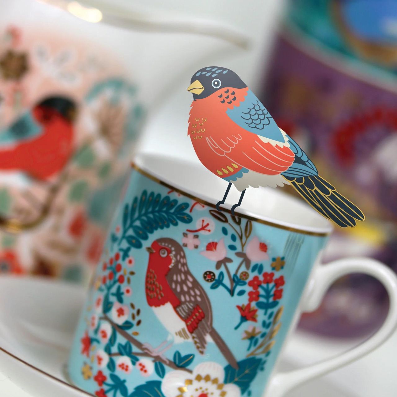 Tipperary Crystal Birdy Set of 2 Robin & Blue Tit Espresso Cups  The Birdy Collection is a series of 6 exclusively commissioned illustrations inspired by native Irish birds; Bullfinch, Goldfinch, Blue tit, Greenfinch, Kingfisher and Robi