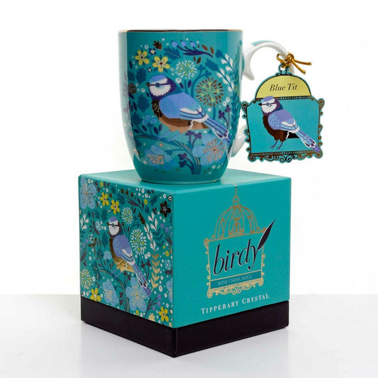 Tipperary Crystal Blue Tit Single Birdy Mug  New to our collection, these individual mugs come beautifully illustrated and presented in a rigid Tipperary Crystal gift box. Makes a wonderful gift to be enjoyed over a peaceful cup of their favourite beverage.