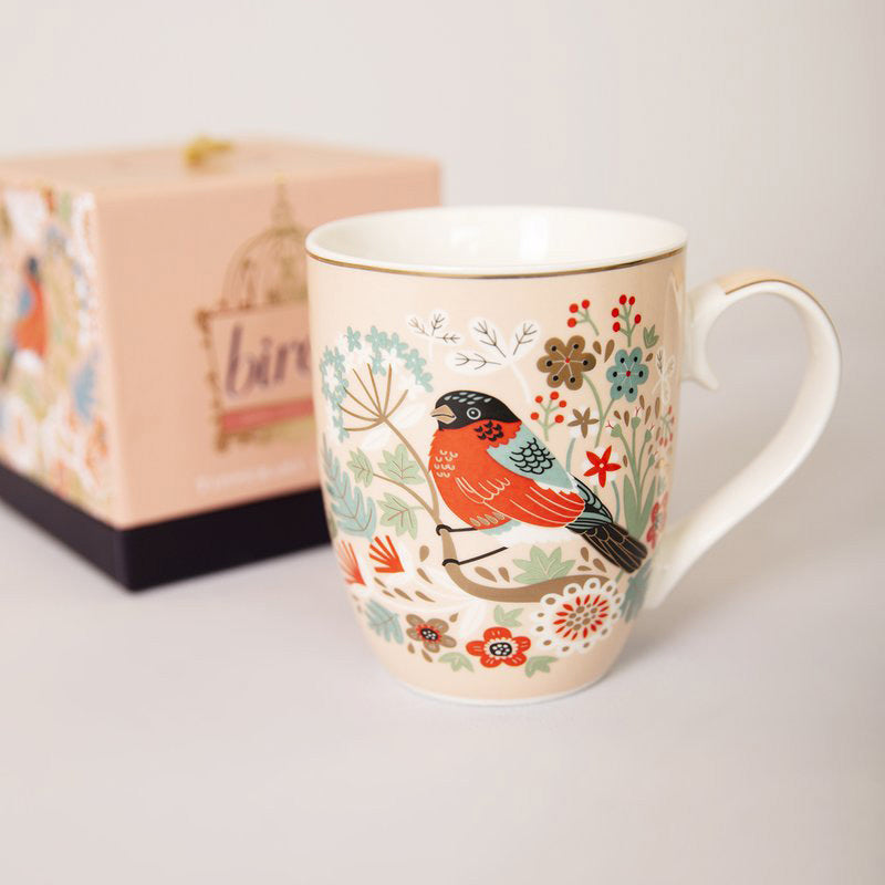 Tipperary Crystal Bullfinch Single Birdy Mug  New to the Birdy collection, these individual mugs come beautifully illustrated and presented in a rigid Tipperary Crystal gift box. Makes a wonderful gift to be enjoyed over a peaceful cup of their favourite beverage.