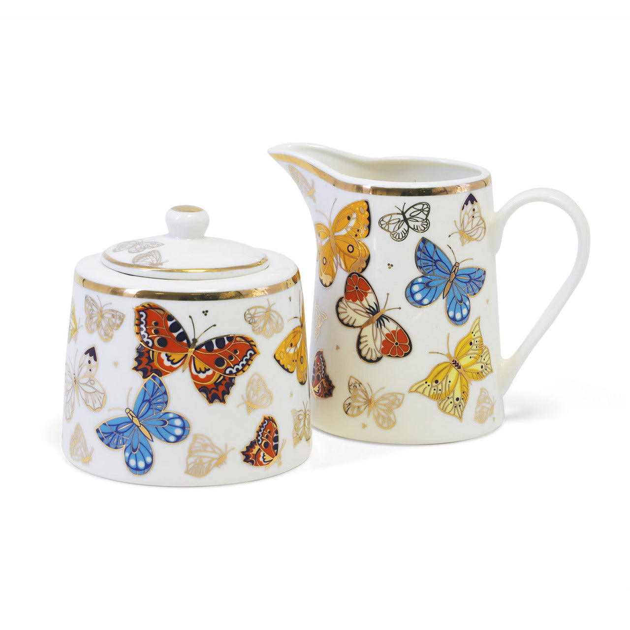 Butterfly Sugar Bowl & Milker Set Tipperary Crystal