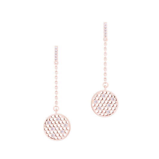 Tipperary Crystal Bee Rose Gold Circle Chain Earrings - NEW WINTER 2022
