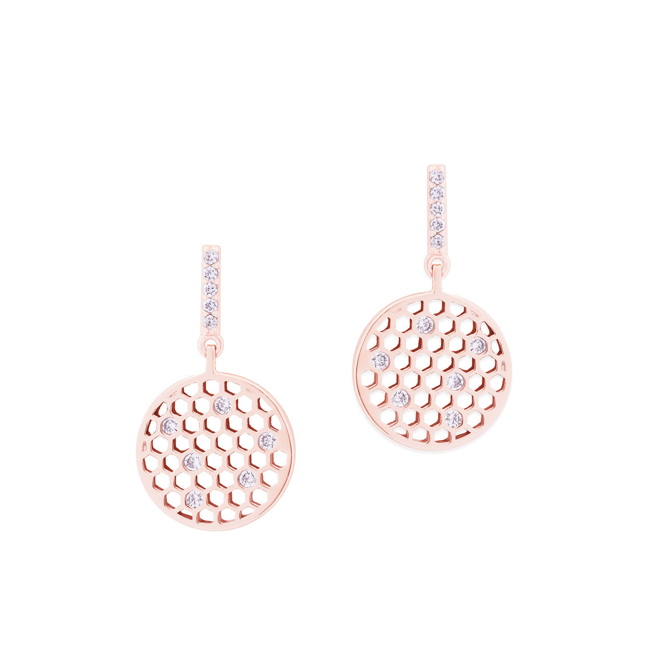 Tipperary Crystal Bee Rose Gold Circle Drop Earrings - New Winter 2022