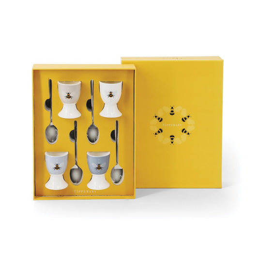 Tipperary Crystal Bee Egg Cups & Spoons Set of 4 - NEW 2023