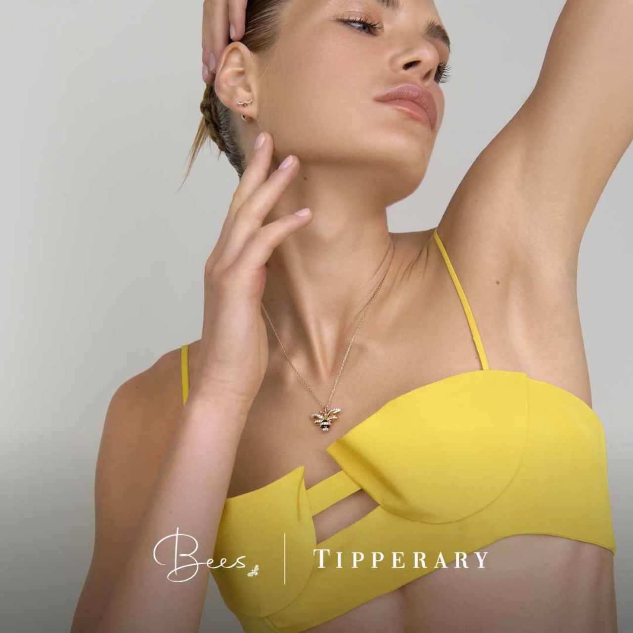 Tipperary Crystal Yellow Gold Bumble Bee Pendant - NEW WINTER 2022