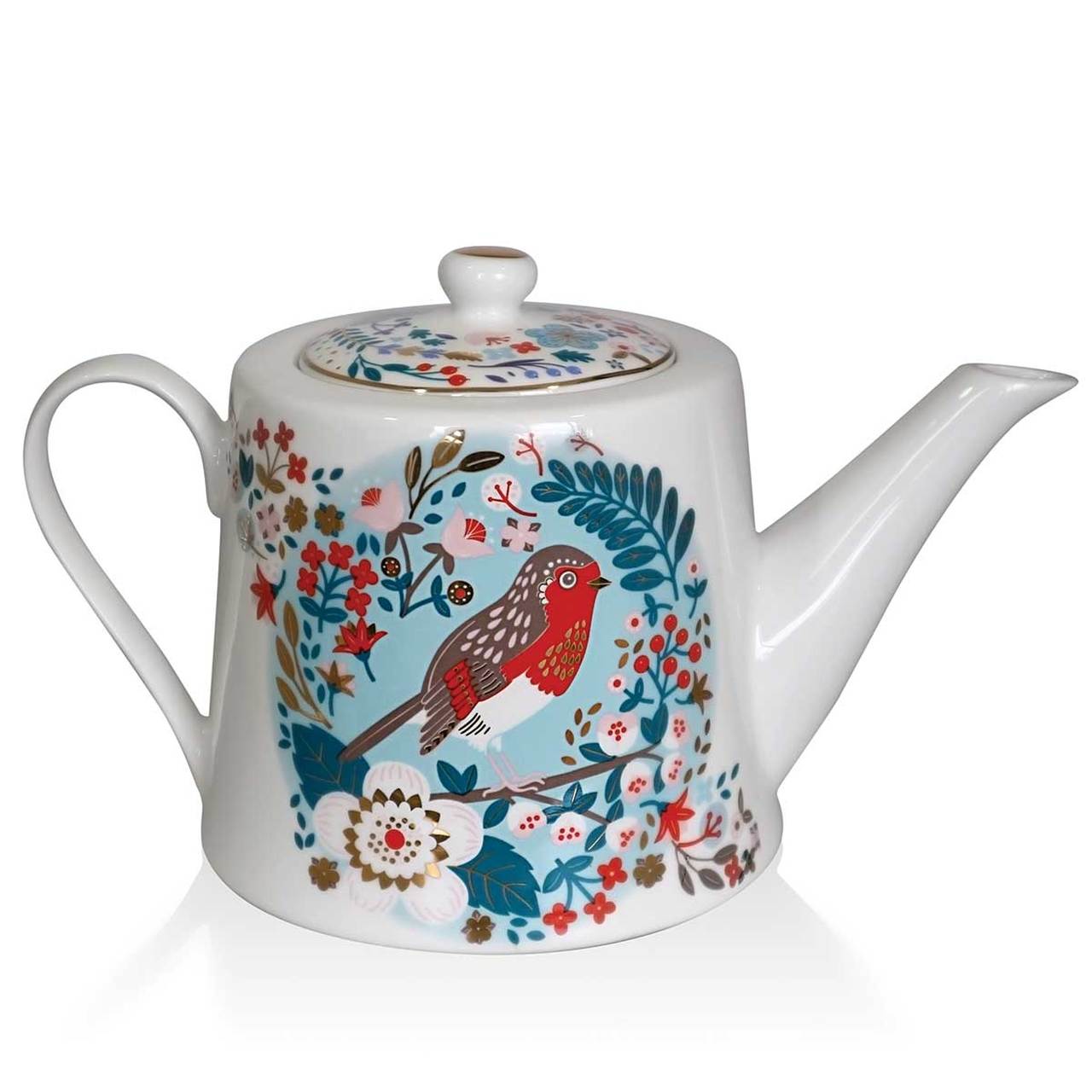 Tipperary Crystal Birdy Robin & Blue Tit Tea Pot