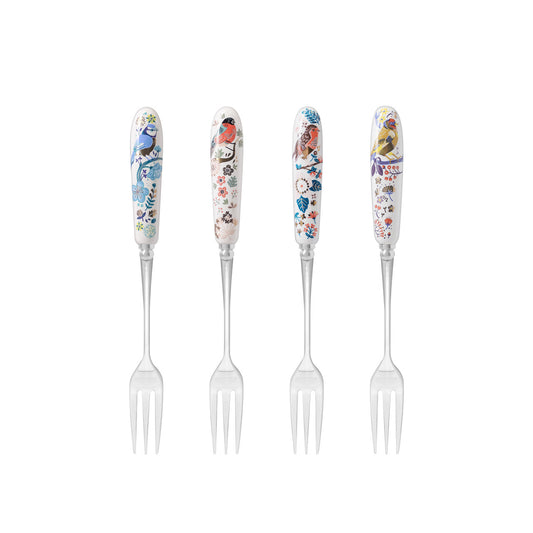 Tipperary Crystal Birdy Dessert Forks - New 2022  New to our collection, these birdy desert forks come beautifully illustrated and presented in a rigid Tipperary Crystal gift box. Makes a wonderful gift to be enjoyed.  The Birdy Collection is a series of 6 exclusively commissioned illustrations inspired by native Irish birds; Bullfinch, Goldfinch, Blue tit, Greenfinch, Kingfisher and Robin.