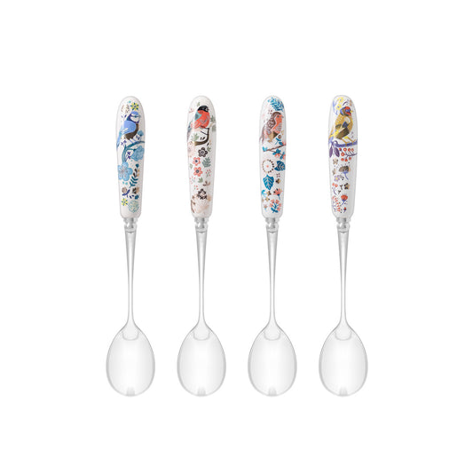 Tipperary Crystal Birdy Dessert Spoons - New 2022  New to our collection, these birdy desert spoons come beautifully illustrated and presented in a rigid Tipperary Crystal gift box. Makes a wonderful gift to be enjoyed.  The Birdy Collection is a series of 6 exclusively commissioned illustrations inspired by native Irish birds; Bullfinch, Goldfinch, Blue tit, Greenfinch, Kingfisher and Robin.