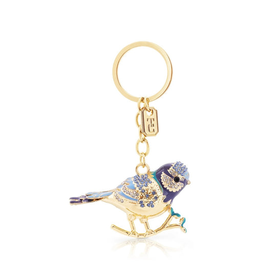 Tipperary Crystal Birdy Keyring - Blue Tit  The Birdy Collection is a series of 6 exclusively commissioned illustrations inspired by native Irish birds; Bullfinch, Goldfinch, Blue tit, Greenfinch, Kingfisher and Robin.