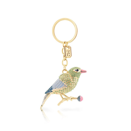 Tipperary Crystal Birdy Keyring - Greenfinch  The Birdy Collection is a series of 6 exclusively commissioned illustrations inspired by native Irish birds; Bullfinch, Goldfinch, Blue tit, Greenfinch, Kingfisher and Robin.