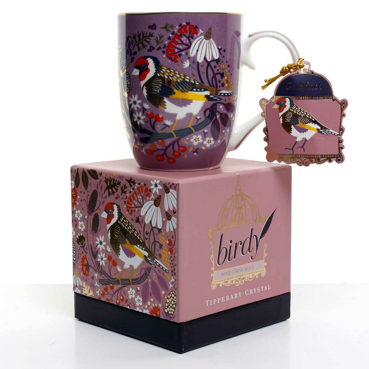 Tipperary Goldfinch Single Birdy Mug  New to our, these individual mugs come beautifully illustrated and presented in a rigid Tipperary Crystal gift box. Makes a wonderful gift to be enjoyed over a peaceful cup of their favourite beverage.