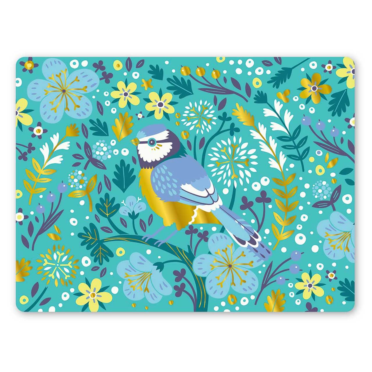 Tipperary Crystal Birdy Set of 6 Placemats  The Birdy Collection is a vibrant collection of rose gold showcasing the Birdy designs  The Birdy Collection is a series of 6 exclusively commissioned illustrations inspired by native Irish birds; Bullfinch, Goldfinch, Blue tit, Greenfinch, Kingfisher and Robin.