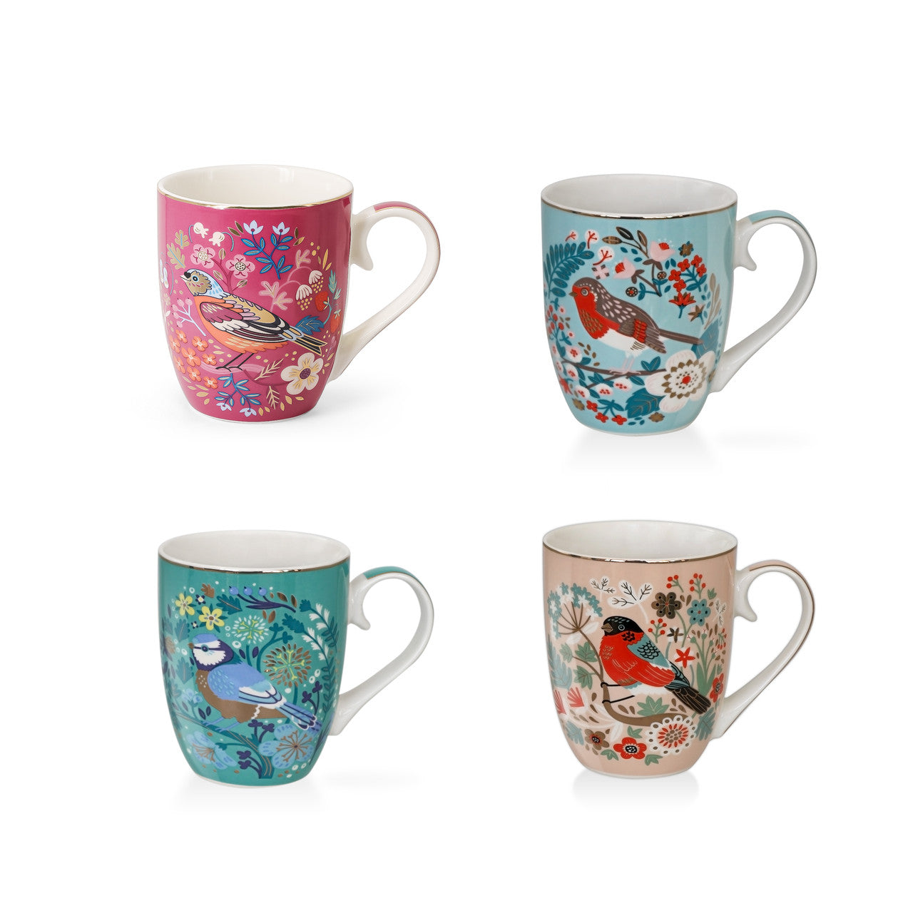 Tipperary Crystal Birdy Set of 4 - New 2022  New to our collection, this set of 4 mugs come beautifully illustrated and presented in a rigid Tipperary Crystal gift box. Makes a wonderful gift to be enjoyed over a peaceful cup of their favourite beverage.