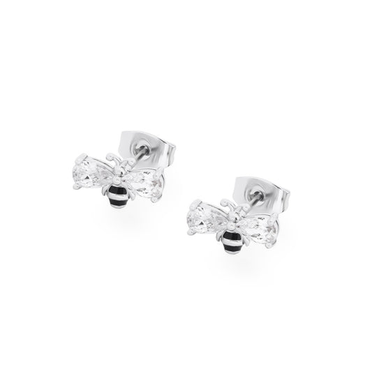 Tipperary Crystal Silver Bumble Bee CZ Wings Stud Earrings - NEW WINTER 2022