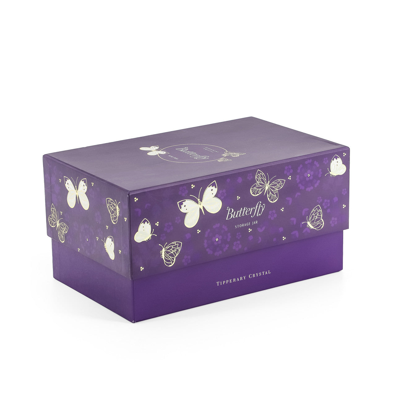Tipperary Crystal Butterfly Storage Jar - New 2022  Drawing inspiration from urban garden, the Tipperary Crystal Butterfly collection transforms an icon into something modern and unexpected. Playful and elegant, this collection draws from the inherent beauty of the butterfly.