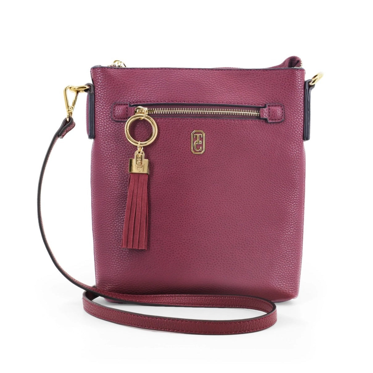 Tipperary Crystal Chelsea Cross Body Pouch - Burgundy New 2022  The Chelsea Cross Body Pouch Burgundy - Rose gold hardware The versatile and trendy Chelsea can be worn as a cross body and also over the shoulder. The Chelsea has an adjustable strap and easily accessible outside pocket and secure front zip pocket.