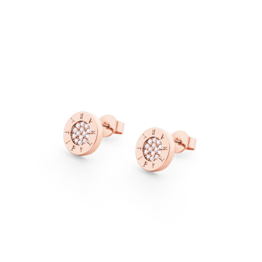 Circle Pave Rose Gold Stud Earrings by Tipperary Crystal