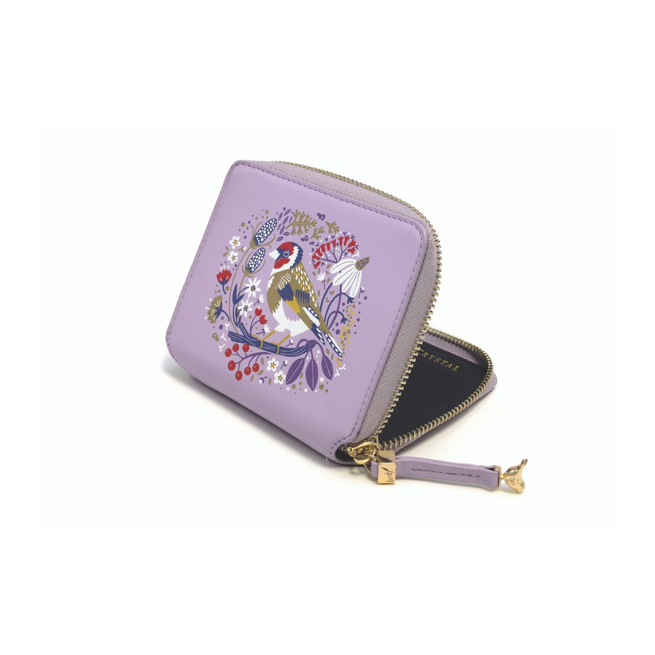 Tipperary Crystal Goldfinch Birdy Wallet  Our brightly coloured Birdy wallets are a perfectly compact ladies wallet. Designed to bring a splash of colour into your life! RFID blocking wallet, designed to block RFID readers from scanning your credit cards.