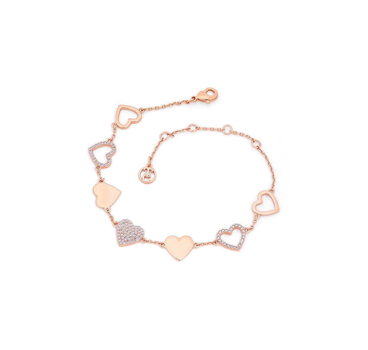 Tipperary Crystal Heart Icons Bracelet - Rose Gold NEW