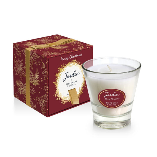 Tipperary Crystal Jardin Christmas Candle - Merry Christmas - NEW 2021  Transport yourself to a special place with the perfect fragrance for your home. Our scented candles will transform any room and will certainly set the right mood.