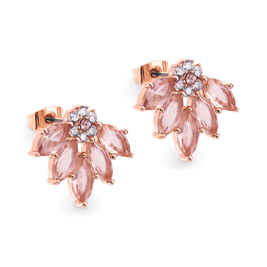 Tipperary Crystal Maureen O'Hara Fan Rose Gold Earrings