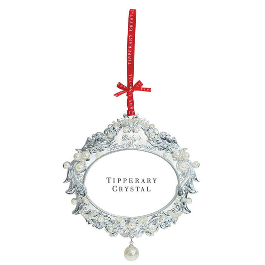 Tipperary Crystal Pearl Baby's 1st Christmas Frame Decoration  We just Love Christmas! The festive season, the giving of gifts, creating memories and being together with family and loved ones. Have lots of fun with our lovingly designed and created Christmas decorations, each one has a magic sparkle of elf dust!