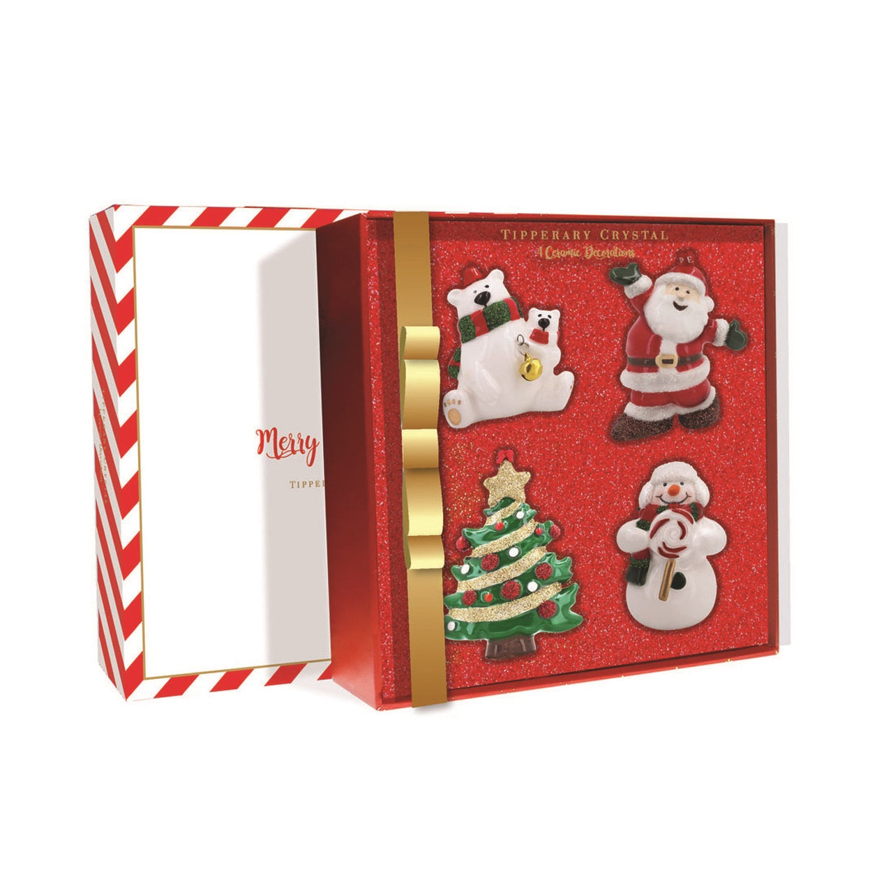 Tipperary Crystal Set of 4 Porcelain Christmas Decorations - NEW 2021  We just Love Christmas! The festive season, the giving of gifts, creating memories and being together with family and loved ones. Have lots of fun with our lovingly designed and created Christmas decorations, each one has a magic sparkle of elf dust!
