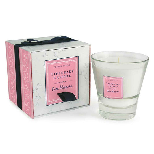 Tipperary Crystal Rose Blossom Filled Tumbler Glass Scented Candle  This scent is the essence of modern romance and pays homage to the queen of all flowers. Inspired by a blend of the world’s most exquisite roses, it unfolds to your senses like a bouquet of freshly cut flowers.