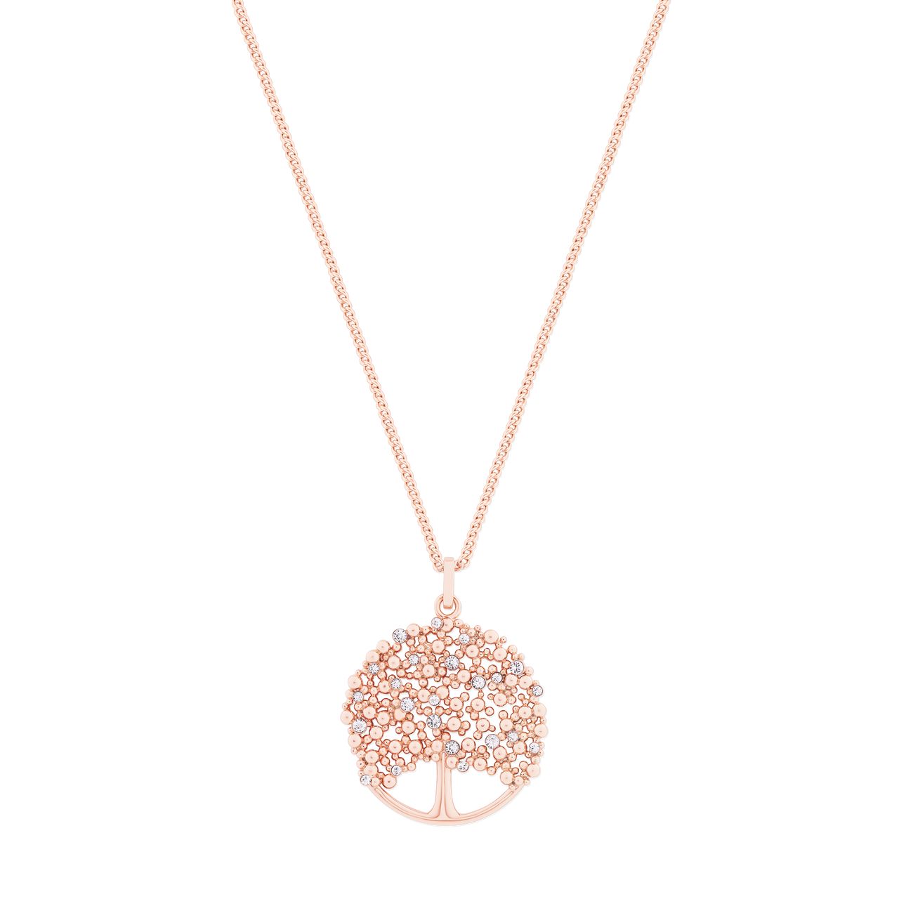 Tipperary Crystal Rose Gold Tree of Life Pendant with CZ Leaves The tree of life is a symbol of a fresh start on life, positive energy, good health and a bright future. The symbolism of the Tree of Life is ultimately about the forces of nature combining to create balance and harmony.