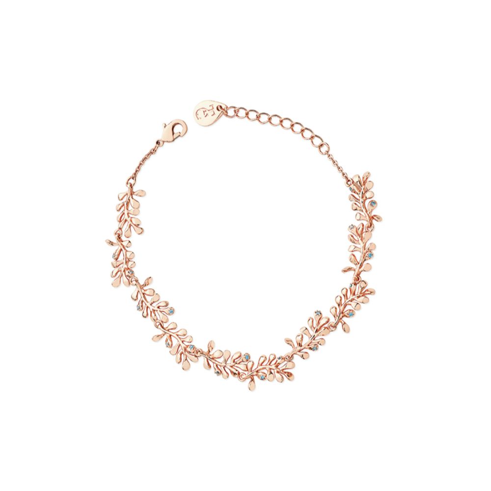 Tipperary Crystal Rose Gold Vine Leaf Bracelet With Blue Drops  The Leaf Jewellery Collection pays tribute to our wonderful and spectacular foliage which caress our beautiful countryside.
